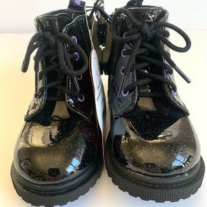Wonder Nation Combat Glitter Black Boots  Kids Size 6